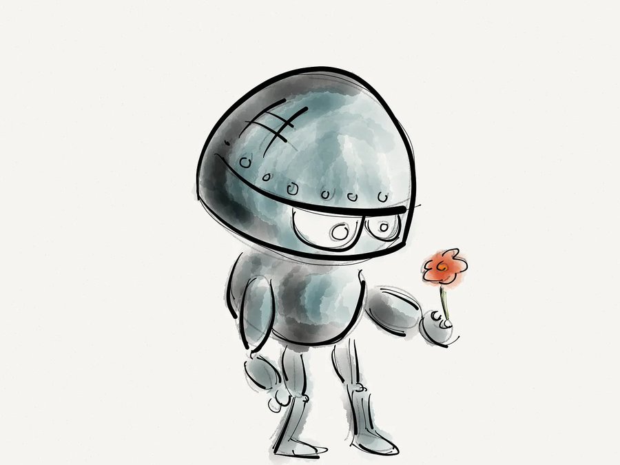 KI Roboter mit Blume